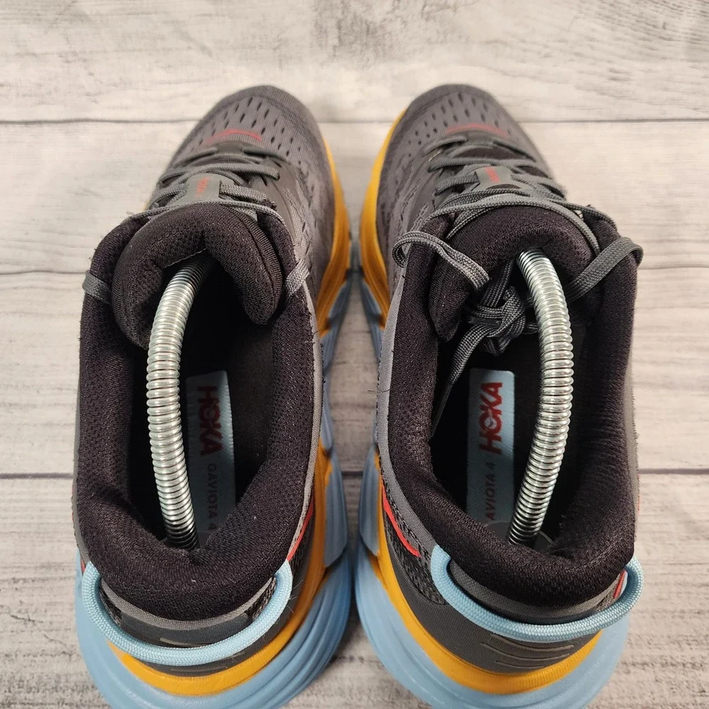 Hoka Gaviota 4 Mens Size 10 Running Shoes Gray Orange Blue Stability Sneakers